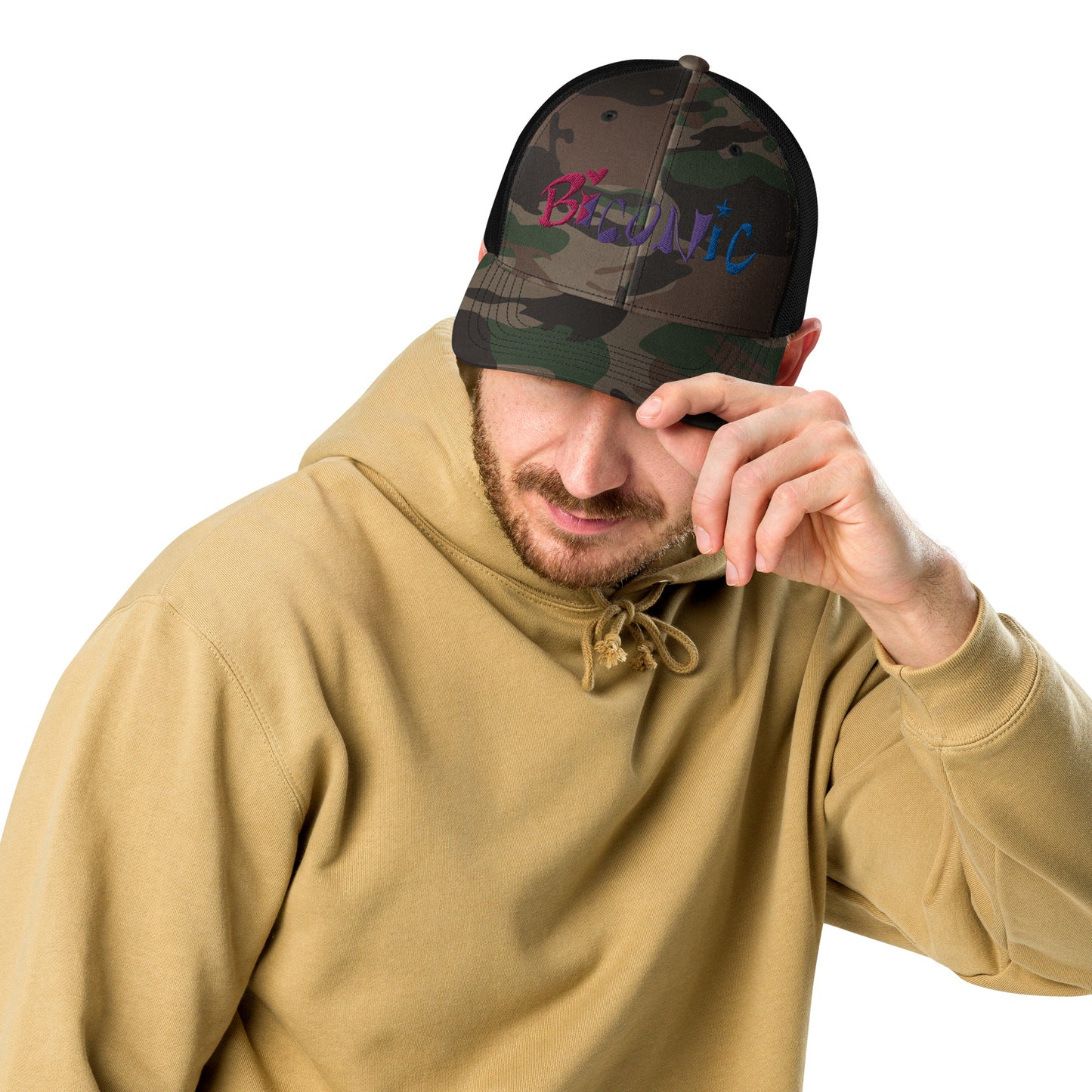 Camouflage trucker snapback hat - embroidered