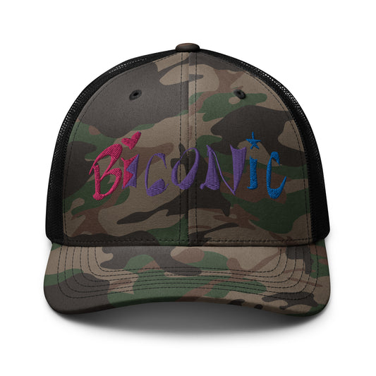 Camouflage trucker snapback hat - embroidered