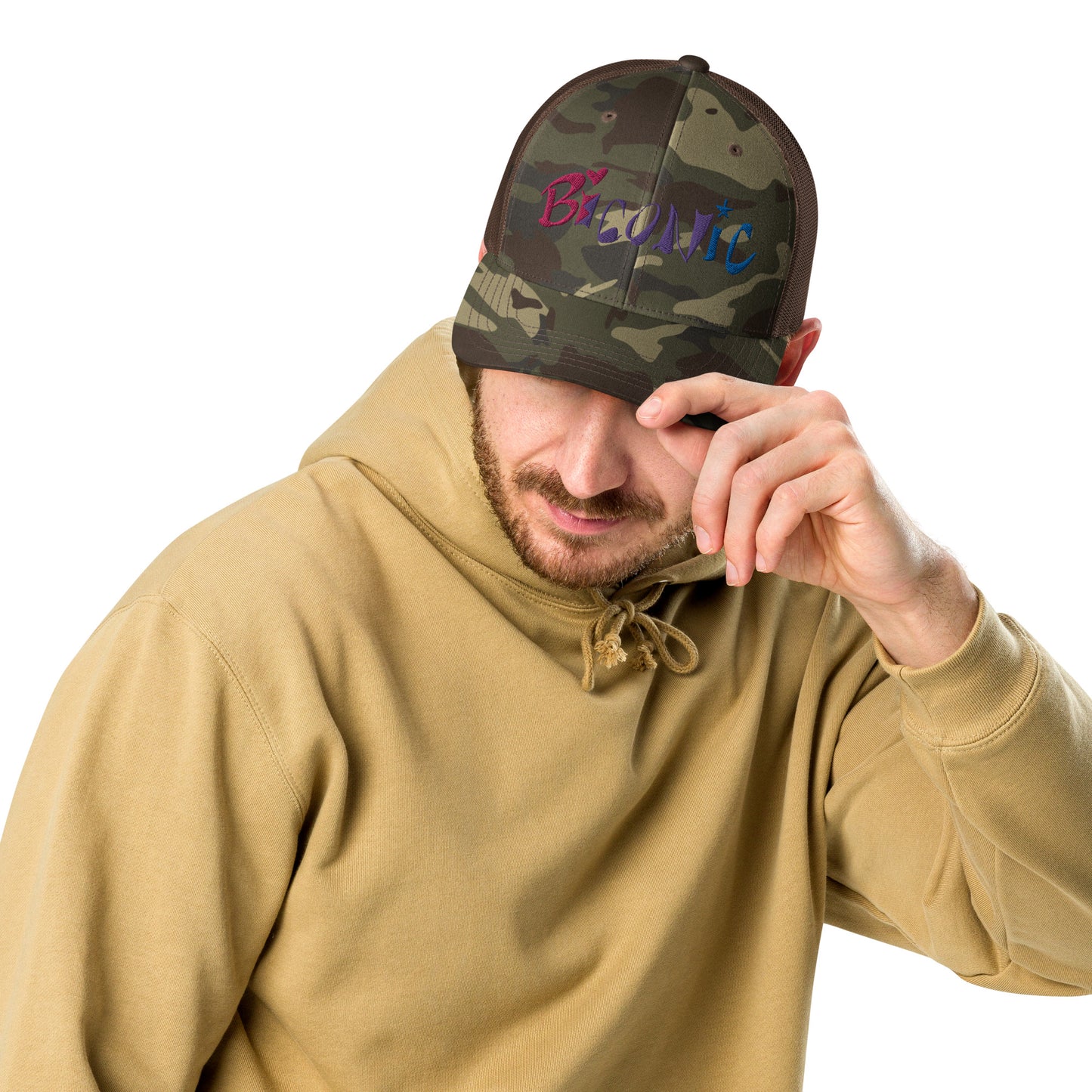 Camouflage trucker snapback hat - embroidered