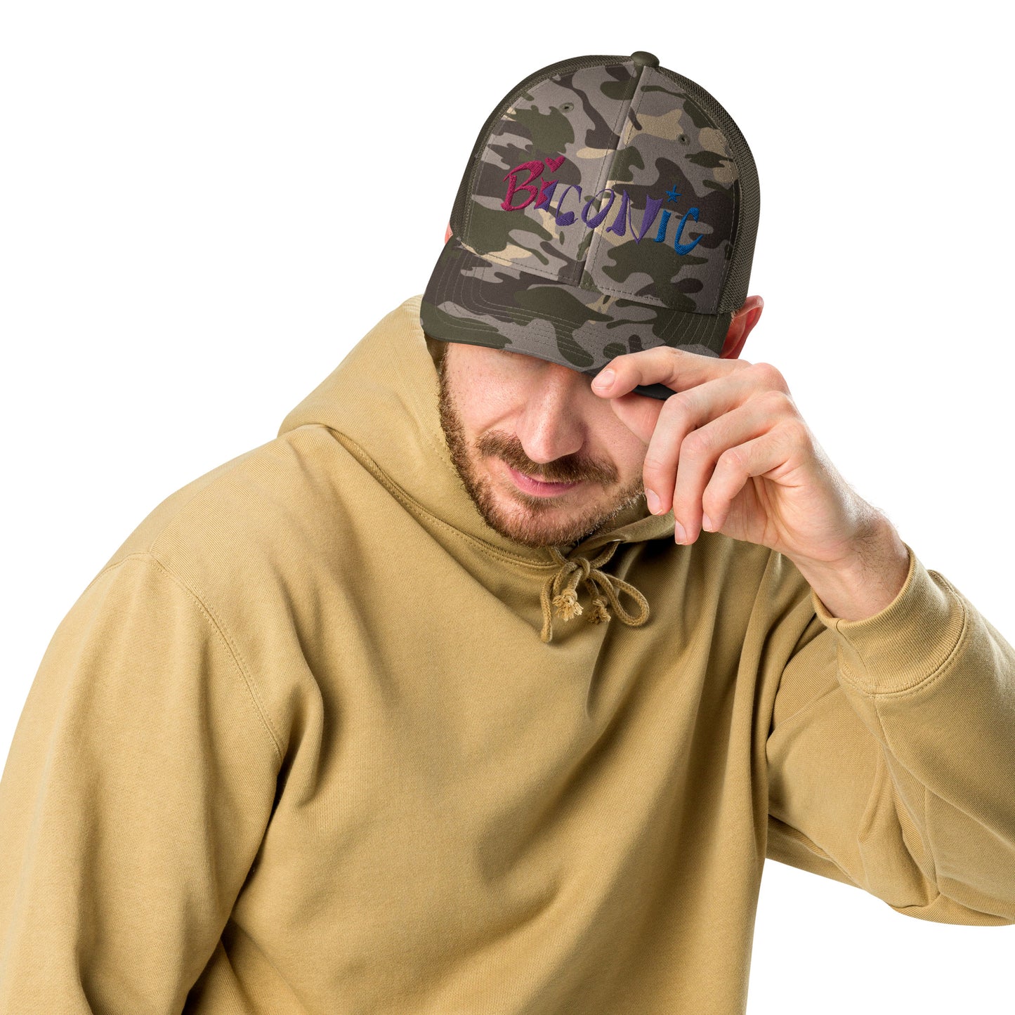Camouflage trucker snapback hat - embroidered